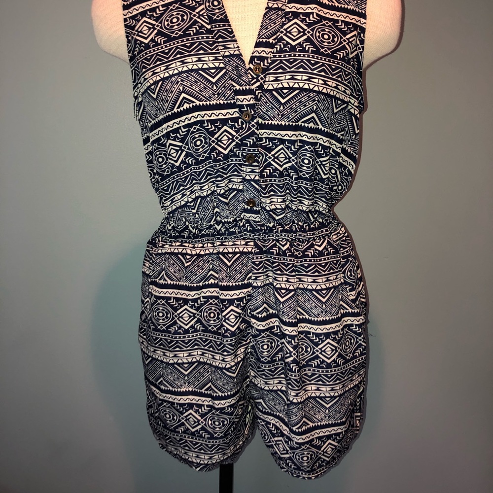 Charlotte Russe Navy Boho Romper with pockets